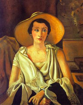 Andre Derain : Portrait of Madame Paul Guillaume with a large hat